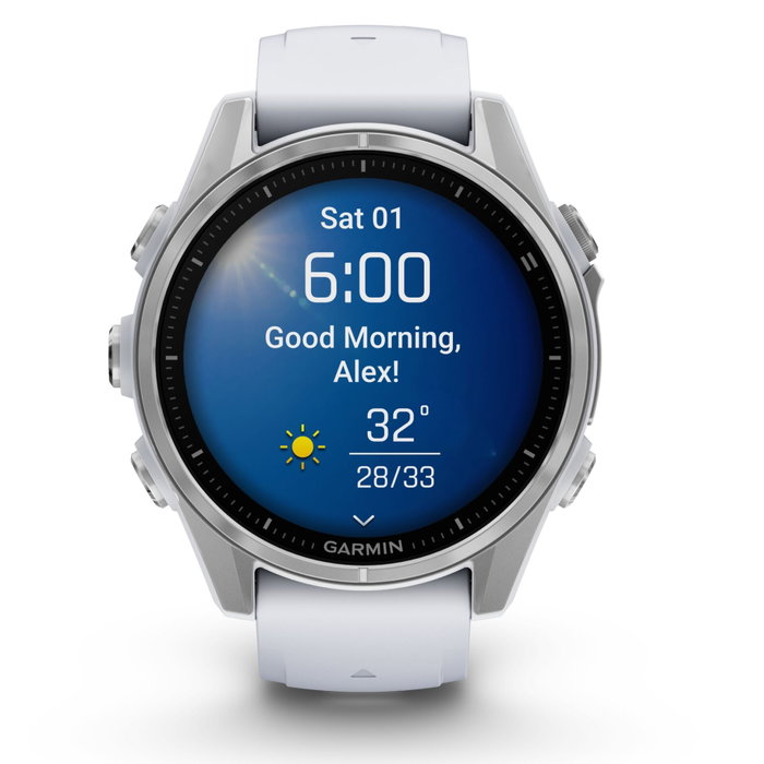 Garmin fenix 8 43mm Blanco/Plata con correa de silicona blanca Garmin fenix 8 43mm Blanco/Plata con correa de silicona blanca