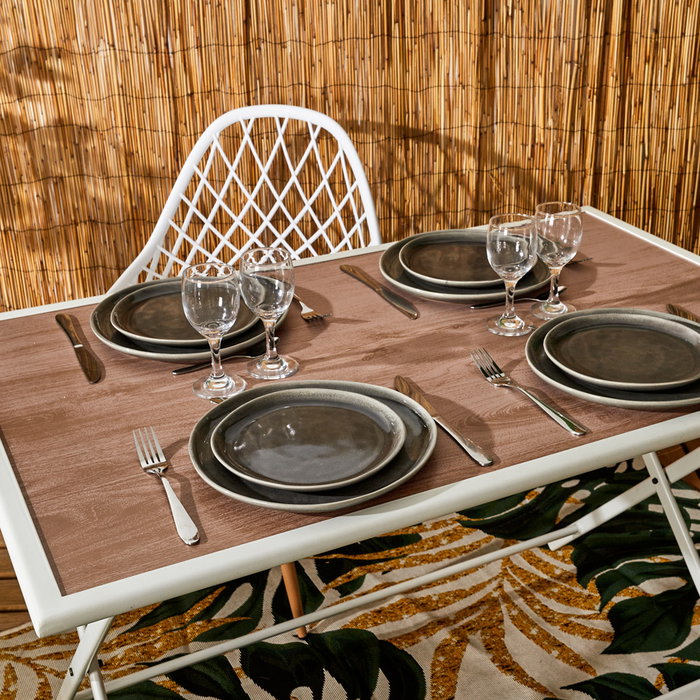 Home Deco Factory - Mesa Plegable de Metal y Vidrio Templado Blanco, 110 x 70 cm (Altura 71 cm)
