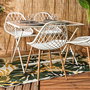 Home Deco Factory - Mesa Plegable de Metal y Vidrio Templado Blanco, 110 x 70 cm (Altura 71 cm)