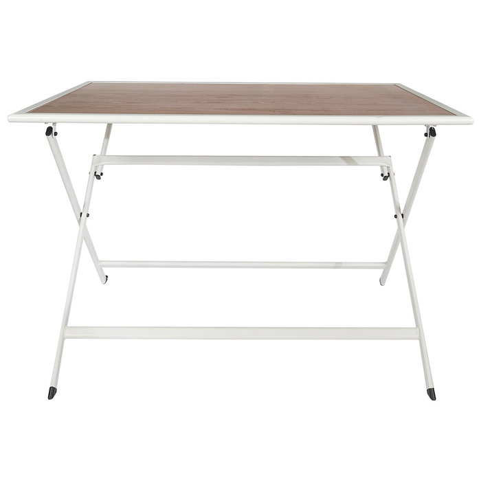 Home Deco Factory - Mesa Plegable de Metal y Vidrio Templado Blanco, 110 x 70 cm (Altura 71 cm)