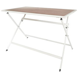Home Deco Factory - Mesa Plegable de Metal y Vidrio Templado Blanco, 110 x 70 cm (Altura 71 cm)