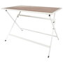 Home Deco Factory - Mesa Plegable de Metal y Vidrio Templado Blanco, 110 x 70 cm (Altura 71 cm)