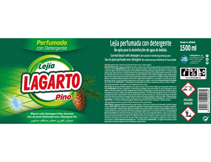 Lagarto Lejía con detergente y aroma de pino 1,5 l Lagarto Lejía con detergente y aroma de pino 1,5 l