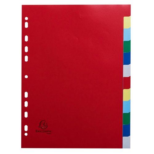 Exacompta Separadores 12 Posiciones A4 PP Flexible Opaco Colores Neutros