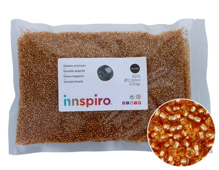 Innspiro Rocalla de Vidrio Redonda Plateado Oro Viejo 2,3mm 500g Innspiro Rocalla de Vidrio Redonda Plateado Oro Viejo 2,3mm 500g