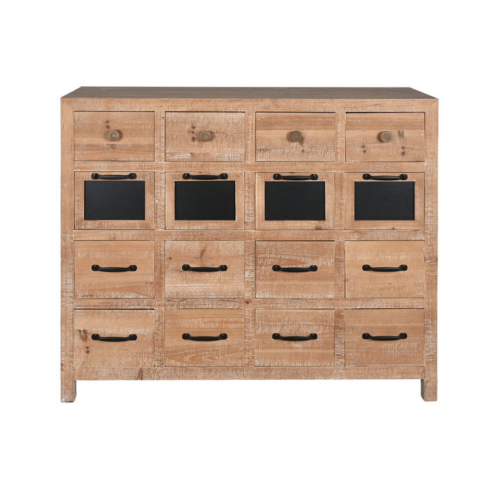 DKD Home Decor Cajonera de Abeto y Metal de 16 Cajones, Natural