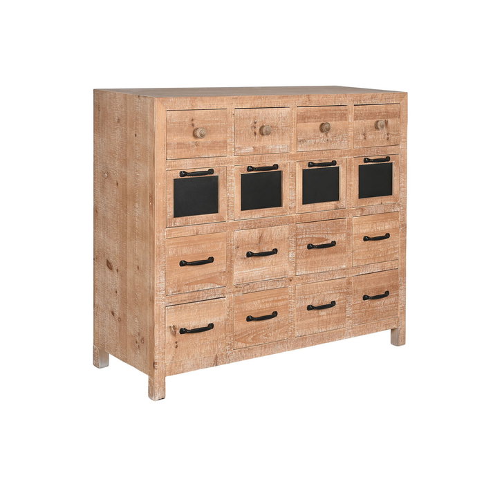 DKD Home Decor Cajonera de Abeto y Metal de 16 Cajones, Natural