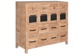 DKD Home Decor Cajonera Cottage Natural Negro Madera Metal 110 x 40 x 92.5 cm 16 Cajones