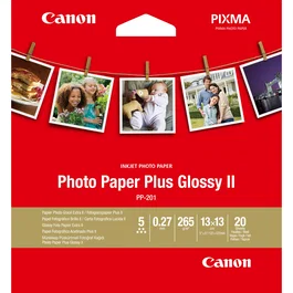 Canon Papel Fotográfico Photo Paper Plus Glossy II PP-201 13x13cm 265g 20 Hojas
