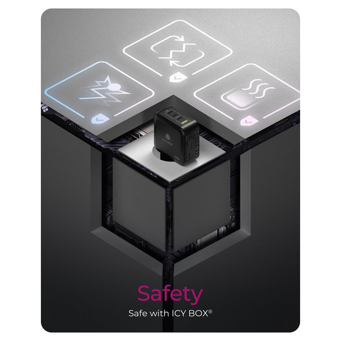 ICY BOX IB-PS1040-PD Cargador GaN de 100 W con 4 puertos USB ICY BOX IB-PS1040-PD Cargador GaN de 100 W con 4 puertos USB