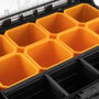 Toughbuilt Organizador Stacktech de Polímero con Esquinas de Acero, 53 x 40.5 x 19 cm, Incluye 8 Contenedores, Tapa Transparente Reforzada, IP65, Capacidad 34 kg