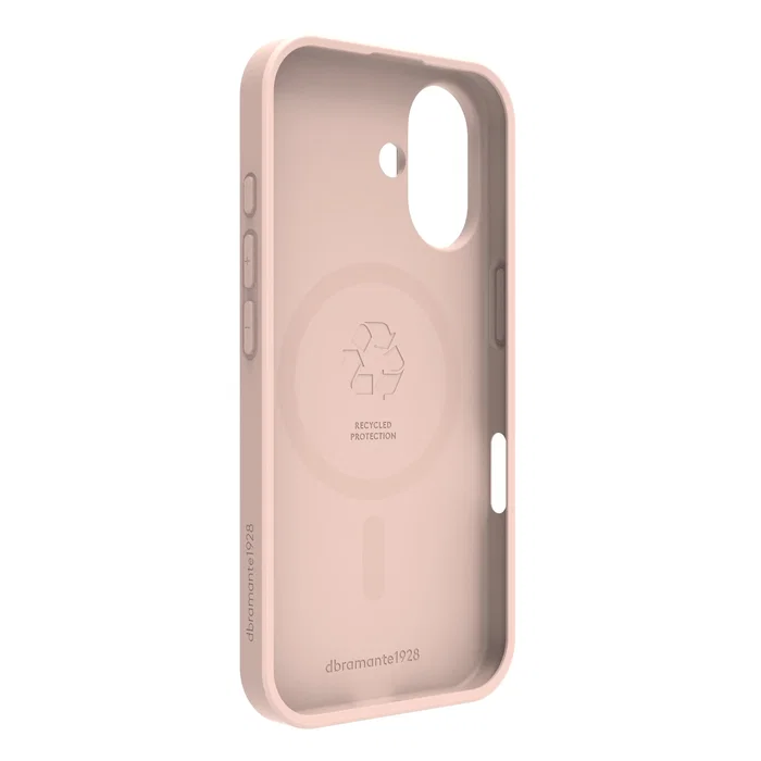 Dbramante1928 Greenland Pro MS Funda para iPhone 16 - Rosa (15.5 cm / 6.1") - Resistente a Impactos con Carga Inalámbrica - Plástico Reciclado 100%