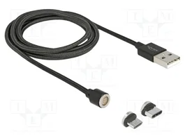 DeLOCK 85723 Set de cable magnético de carga y datos USB 1,1 m negro