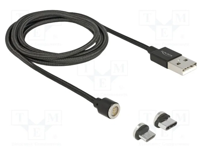 DeLOCK 85723 Set de cable magnético de carga y datos USB 1,1 m negro DeLOCK 85723 Set de cable magnético de carga y datos USB 1,1 m negro