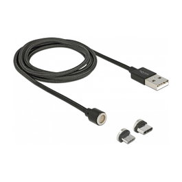 DeLOCK 85723 Set de cable magnético de carga y datos USB 1,1 m negro