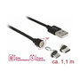 DeLOCK 85723 Set de cable magnético de carga y datos USB 1,1 m negro