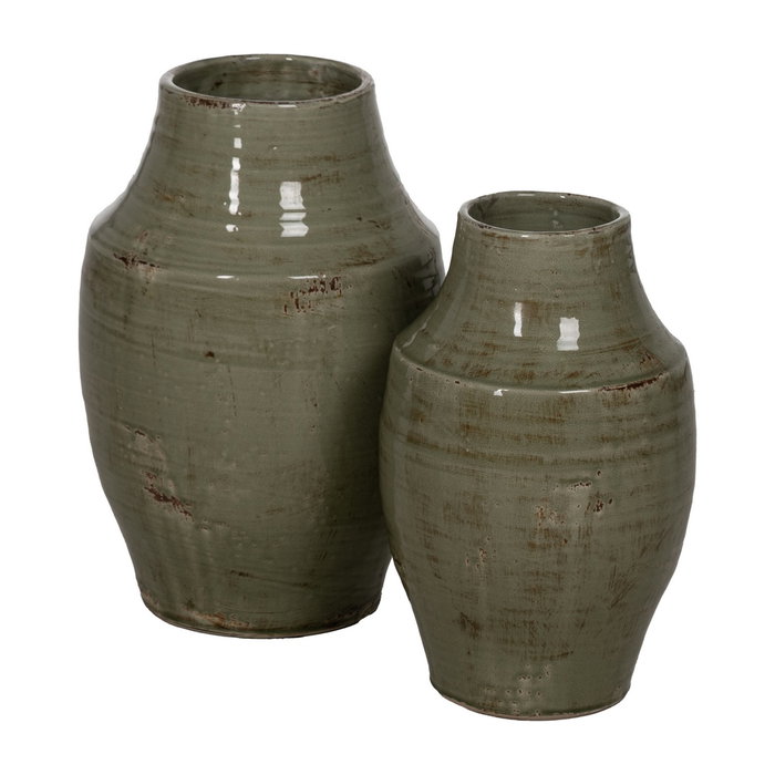 Jarrón Verde Cerámica Decoración 33 X 33 X 47 cm