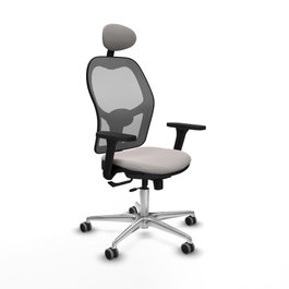 PIQUERAS Y CRESPO Silla de oficina Jorquera con mecanismo Sincro/Traslack, Blanco y Gris