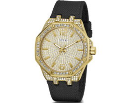 Guess GW0408L2 Reloj para Mujer con Caja Dorada y Correa Negra