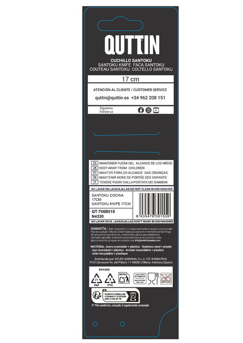 Inde Cuchillo Santoku Cocina Laos 17 cm, 1.2mm (24 Unidades)