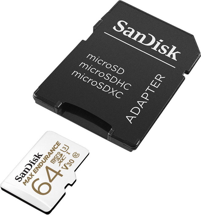 Sandisk Max Endurance 64 GB MicroSDXC 100 MB/s con Adaptador, Blanco