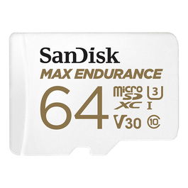 Sandisk Tarjeta MicroSDXC Max Endurance 64GB Clase 10 U3 V30 100MB/s con Adaptador
