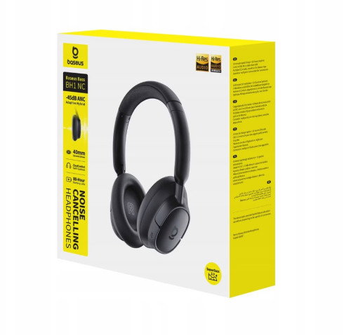 BASEUS Bass BH1 Auriculares Bluetooth Diadema Negro Cancelación Ruido BASEUS Bass BH1 Auriculares Bluetooth Diadema Negro Cancelación Ruido