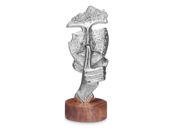 Giftdecor Figura Metal Silencio Plata con Soporte Madera 12 x 29 x 11 cm (Set de 6) Giftdecor Figura Metal Silencio Plata con Soporte Madera 12 x 29 x 11 cm (Set de 6)