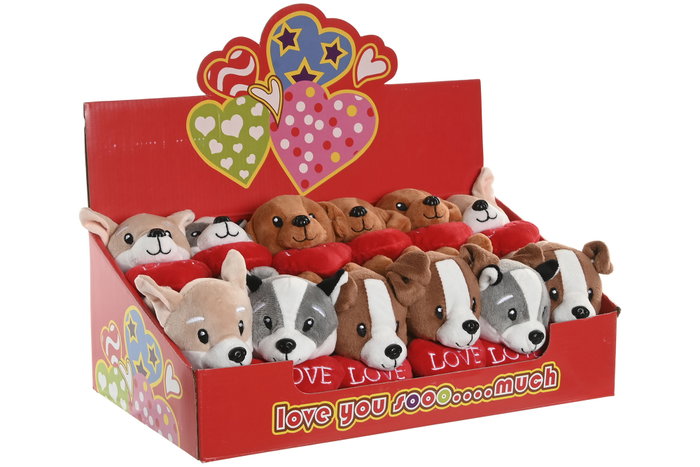 DKD Home Decor Peluche Perro Corazón Surtido de 4 Unidades