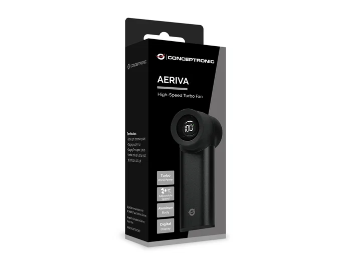 Conceptronic AERIVA02B Ventilador Turbo de Alta Velocidad Negro