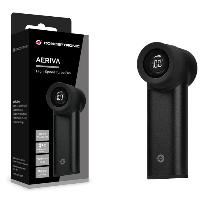 Conceptronic AERIVA02B Mini ventilador portátil turbo negro