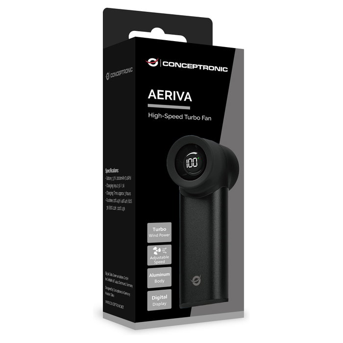 Conceptronic AERIVA02B Mini ventilador portátil turbo negro