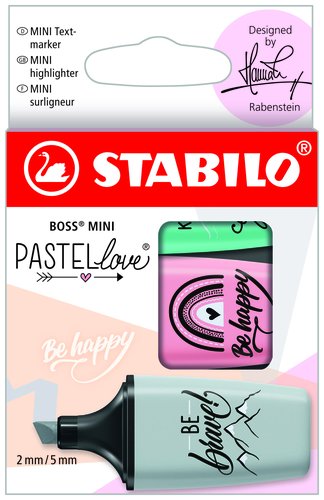 Stabilo Boss Mini Pastel Love Estuche de 3 Unidades Surtidos