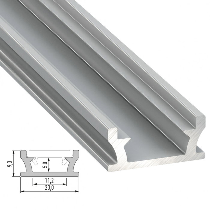 Perfil de aluminio tipo TERRA 2,02 m Anodizado Plata Perfil de aluminio tipo TERRA 2,02 m Anodizado Plata