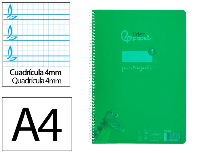 Liderpapel Cuaderno Espiral Pautaguía A4 Verde 80 Hojas Liderpapel Cuaderno Espiral Pautaguía A4 Verde 80 Hojas