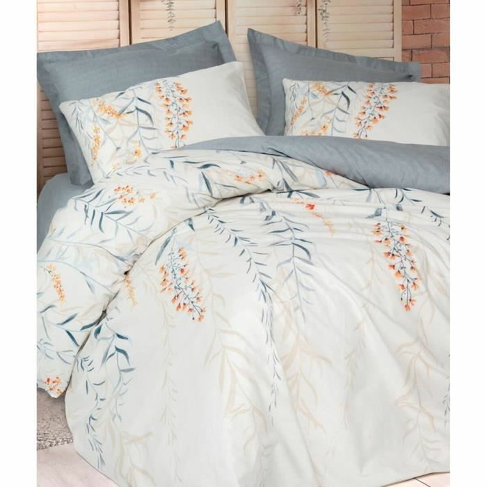 Aucune Juego de cama Azul 100% algodón con funda nórdica y 2 fundas de almohada