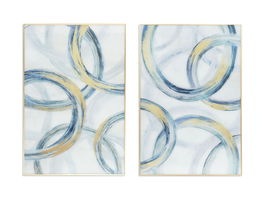 DKD Home Decor Cuadro Moderno Azul Dorado 2.5 x 120 x 80 cm Cristal y Aluminio (2 Unidades)