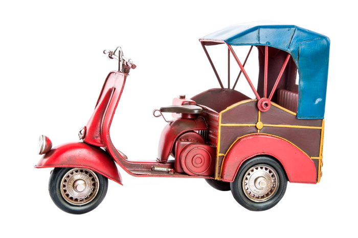 DKD Home Decor Vehículo de Decoración Metal Tuk-tuk Surtido de 3