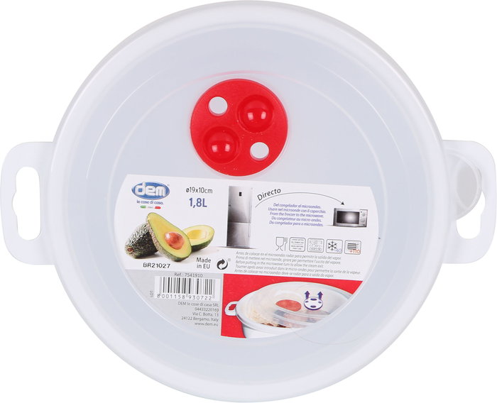 Dem Fiambrera Para Microondas 1.8L Hermética Rectangular Plástico Resistente (12 Unidades)