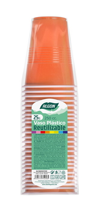 Algon Set 25 Vasos Bicolor Naranja-Blanco 250 ml 8 x 10 x 8 cm (24 Unidades)