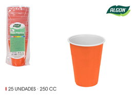 Algon Set 25 Vasos Bicolor Naranja-Blanco 250 ml 8 x 10 x 8 cm (24 Unidades)