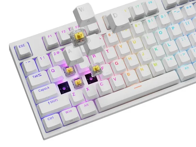 Genesis Klawiatura gamingowa Thor 404 Gateron Yellow Pro mecánica con cable retroiluminada blanca distribución polaca