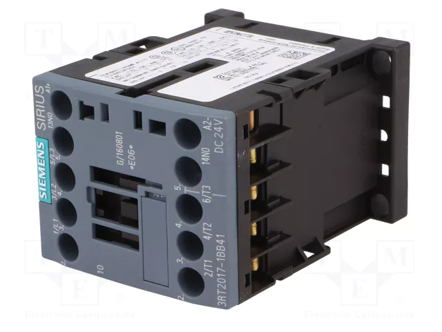 Siemens 3RT20171BB41 Contactor AC-3 5,5kW/400V 1S 24VDC 3p S00 Siemens 3RT20171BB41 Contactor AC-3 5,5kW/400V 1S 24VDC 3p S00