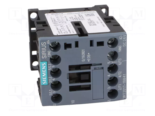 Siemens 3RT20171BB41 Contactor AC-3 5,5kW/400V 1S 24VDC 3p S00 Siemens 3RT20171BB41 Contactor AC-3 5,5kW/400V 1S 24VDC 3p S00
