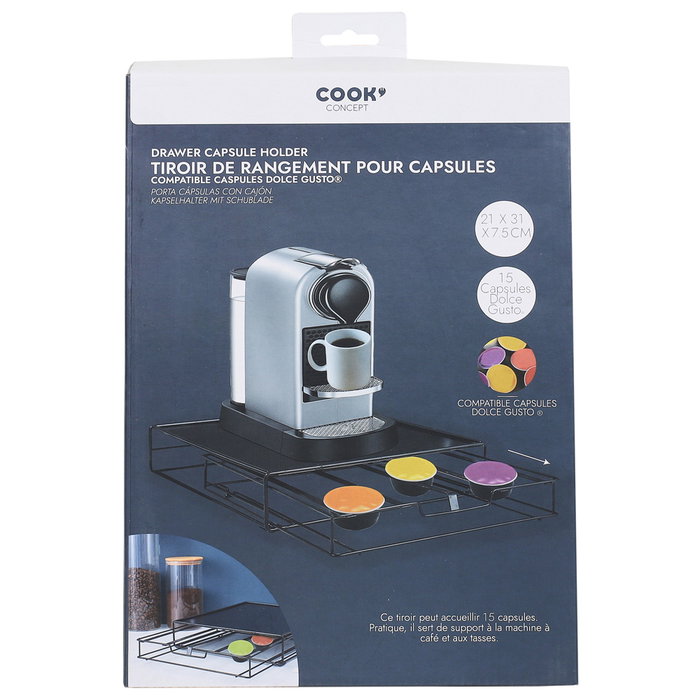 Cook Concept Cajón para Cápsulas Dolce Gusto con Soporte y Almacenamiento para 15 Cápsulas, 21x31x7 cm