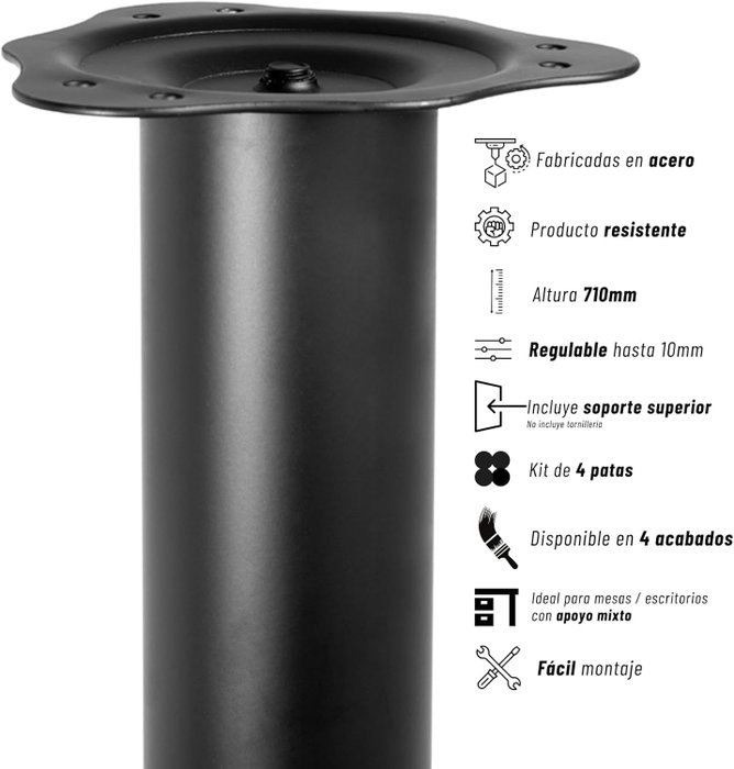 HERRAJES ALK Pata de mesa plegable de hierro negro mate 50mm HERRAJES ALK Pata de mesa plegable de hierro negro mate 50mm