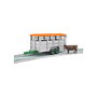 bruder Tráiler de transporte de ganado con 1 vaca (Verde, Gris)
