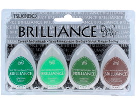 Tsukineko Set de 4 almohadillas de tinta BRILLANCE opaca casa del árbol efecto nacarado