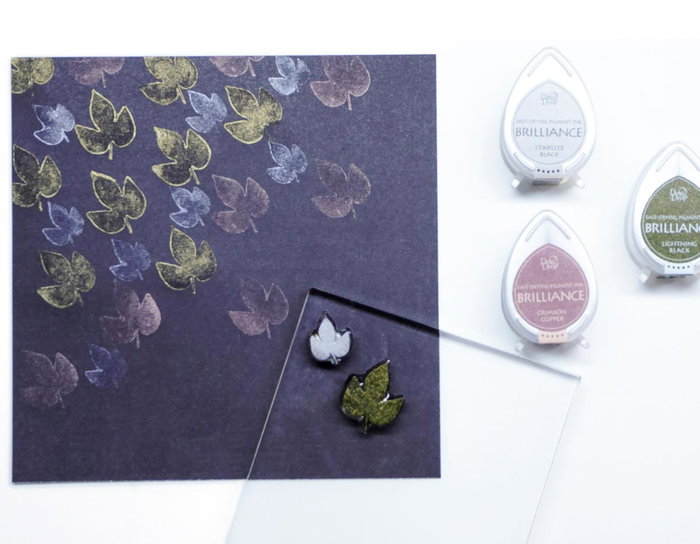 Tsukineko Set de 4 almohadillas de tinta BRILLANCE opaca casa del árbol efecto nacarado