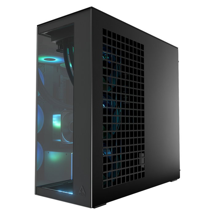 ARCTIC Xtender Caja PC Gaming Mid-Tower, Negro Cristal Templado Espejo, Soporte EATX, Montaje Vertical GPU, 6 Bahías, 7 Ranuras, Controlador Ventiladores ARGB 4-pin